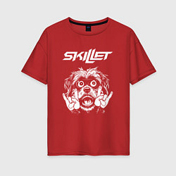 Футболка оверсайз женская Skillet rock dog, цвет: красный