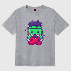 Футболка оверсайз женская Франкенштейн геймер, цвет: меланж