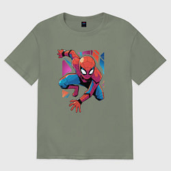 Футболка оверсайз женская Крутой Человек-паук, цвет: авокадо
