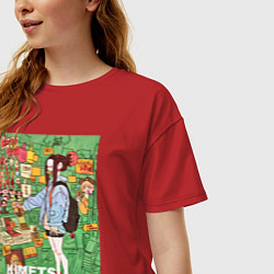 Футболка оверсайз женская Клинок рассекающий демонов Нэдзуко Камадо, цвет: красный — фото 2