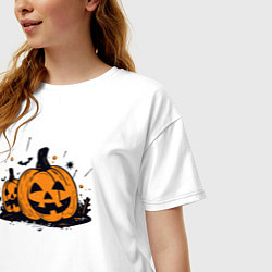 Футболка оверсайз женская Pumpkins, цвет: белый — фото 2