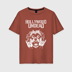 Футболка оверсайз женская Hollywood Undead rock dog, цвет: кирпичный