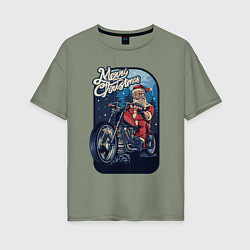 Футболка оверсайз женская Santa Biker, цвет: авокадо