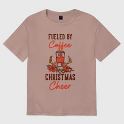 Футболка оверсайз женская Christmas Coffee, цвет: пыльно-розовый