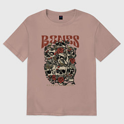 Футболка оверсайз женская Привлекательные кости, цвет: пыльно-розовый