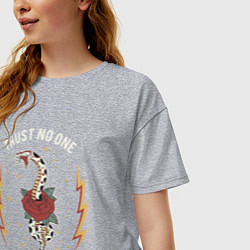 Футболка оверсайз женская Никому не доверяйте y2k, цвет: меланж — фото 2