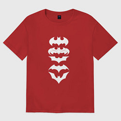 Футболка оверсайз женская Бэтмен знаки, цвет: красный