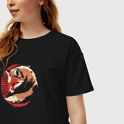 Футболка оверсайз женская Спящая лиса, цвет: черный — фото 2