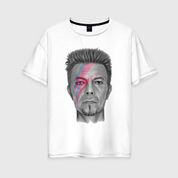 Футболка оверсайз женская David Bowie rock singer, цвет: белый
