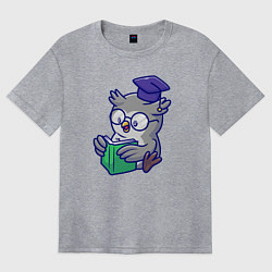 Футболка оверсайз женская Читающая сова, цвет: меланж