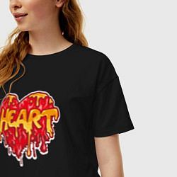 Футболка оверсайз женская Honey heart, цвет: черный — фото 2