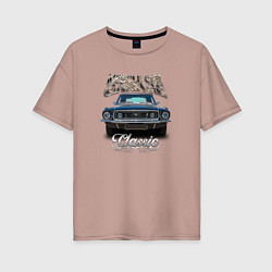 Футболка оверсайз женская Маслкар Ford Mustang 1973 года, цвет: пыльно-розовый