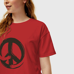 Футболка оверсайз женская Peace hugs, цвет: красный — фото 2