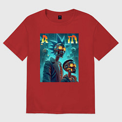 Футболка оверсайз женская Rick and Morty - cyberpunk fantasy, цвет: красный
