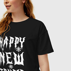 Футболка оверсайз женская Happy new Trump - motto, цвет: черный — фото 2