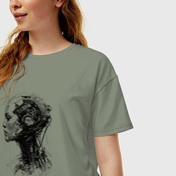 Футболка оверсайз женская Девушка андроид в профиль, цвет: авокадо — фото 2