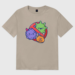 Футболка оверсайз женская Нет вирусам, цвет: миндальный