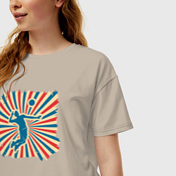 Футболка оверсайз женская Volleyball game, цвет: миндальный — фото 2