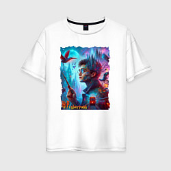 Женская футболка оверсайз Гарри Поттер с волшебной палочкой - нейроарт фанта