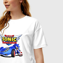 Футболка оверсайз женская Cool hedgehog - Sonic racing team, цвет: белый — фото 2