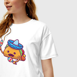Футболка оверсайз женская Мексиканский такос, цвет: белый — фото 2