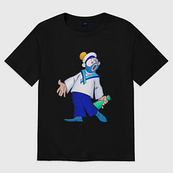 Футболка оверсайз женская Морячок, цвет: черный