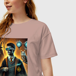 Футболка оверсайз женская Harry Potter - steampunk fantasy, цвет: пыльно-розовый — фото 2