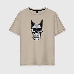 Футболка оверсайз женская Skull symbol, цвет: миндальный