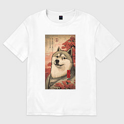 Футболка оверсайз женская Doge meme - japan style, цвет: белый