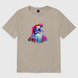 Футболка оверсайз женская Дед мороз в красках, цвет: миндальный