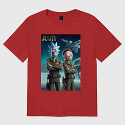 Футболка оверсайз женская Rick and Morty - air force нейроарт, цвет: красный