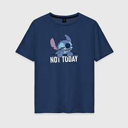 Футболка оверсайз женская Not today Stitch, цвет: тёмно-синий