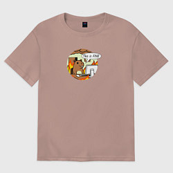 Футболка оверсайз женская Капибара за компьютером мем все в порядке, цвет: пыльно-розовый