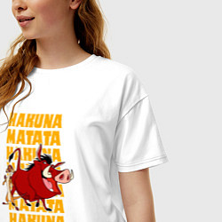 Футболка оверсайз женская Акуна матата Тимон и Пумба - Король лев, цвет: белый — фото 2