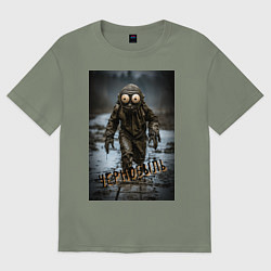 Футболка оверсайз женская Человек в чернобыле, цвет: авокадо