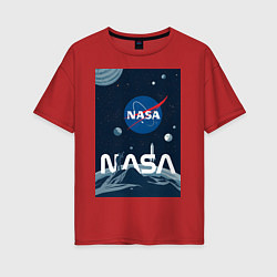 Футболка оверсайз женская NASA в космосе, цвет: красный