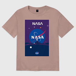 Футболка оверсайз женская NASA фиолетовый плакат, цвет: пыльно-розовый