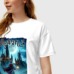 Футболка оверсайз женская Harry Potter with a magic wand - Hogwarts, цвет: белый — фото 2