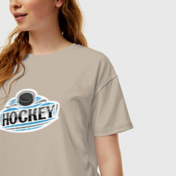 Футболка оверсайз женская Play hockey, цвет: миндальный — фото 2