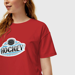 Футболка оверсайз женская Play hockey, цвет: красный — фото 2