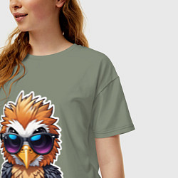 Футболка оверсайз женская Орел в очках, цвет: авокадо — фото 2