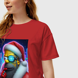 Футболка оверсайз женская Simpson Claus - cyberpunk, цвет: красный — фото 2