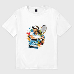 Футболка оверсайз женская Девушка играет в большой теннис, цвет: белый