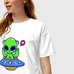 Футболка оверсайз женская Love alien, цвет: белый — фото 2