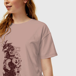 Футболка оверсайз женская Кибернетический самурай, цвет: пыльно-розовый — фото 2
