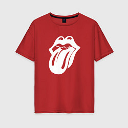 Футболка оверсайз женская Rolling Stones - white logo, цвет: красный