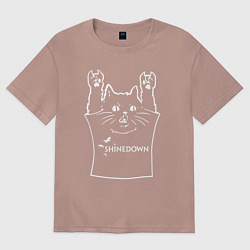 Футболка оверсайз женская Shinedown - cat rock, цвет: пыльно-розовый
