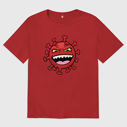 Футболка оверсайз женская Смеющийся вирус, цвет: красный