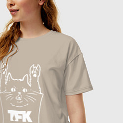 Футболка оверсайз женская Thousand Foot Krutch - cat rock, цвет: миндальный — фото 2