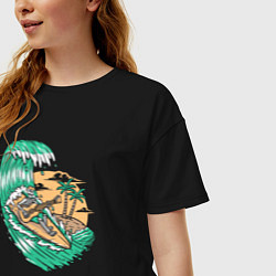 Футболка оверсайз женская Серфингист гитарист, цвет: черный — фото 2